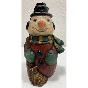Vtg Craig Kirkwood folk art Snowman Figurine Laramie WY Winter Signed